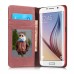 Samsung Galaxy S6 Edge - CaseMe Vintage Denim Material Stand Wallet Protective Phone Cover Case - Red